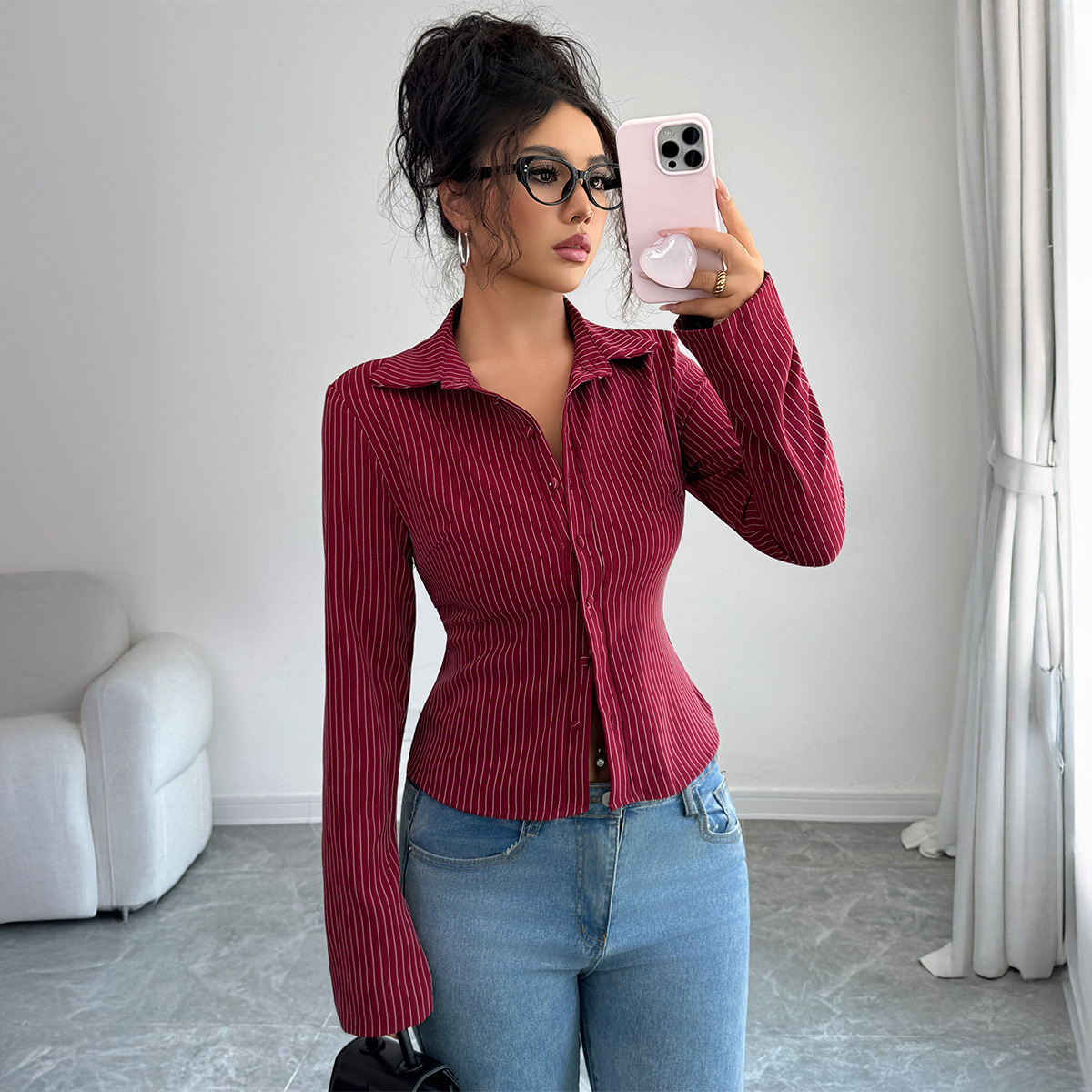 Winter Clothing Types - Cardigan rayé décontracté haut de gamme