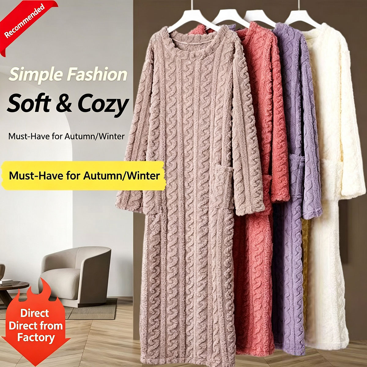 Robe de nuit en velours corail - Winter Clothing Items avis et prix